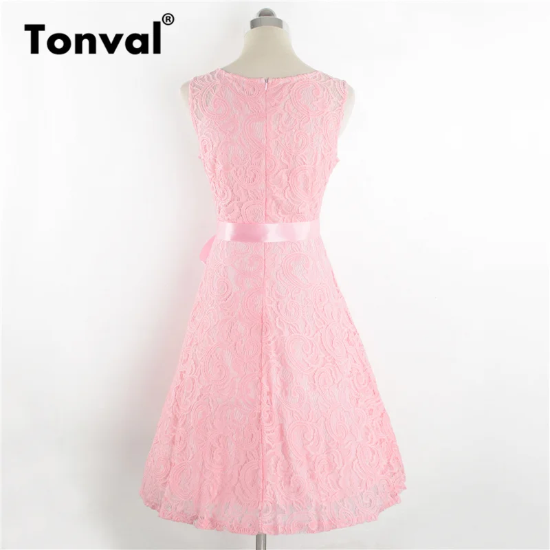 Tonval Plus Size 3XL Floral Lace Vintage Summer Dress Women White Retro Tunic Dresses A Line Party Elegant Dress