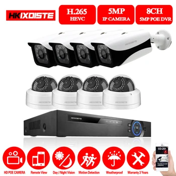 

8ch 5MP POE Kit H.265 System CCTV Security Up to 8ch NVR Outdoor Waterproof IP Camera Surveillance Alarm Video P2P