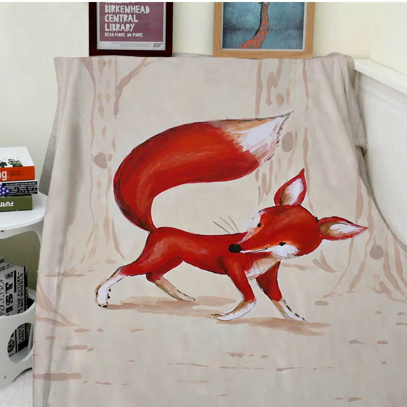 

Blanket Comfort Warmth Soft Plush Easy Care Machine Wash Cute Fox Red Sofa Bed Throw Kid Adult Warm Blanket