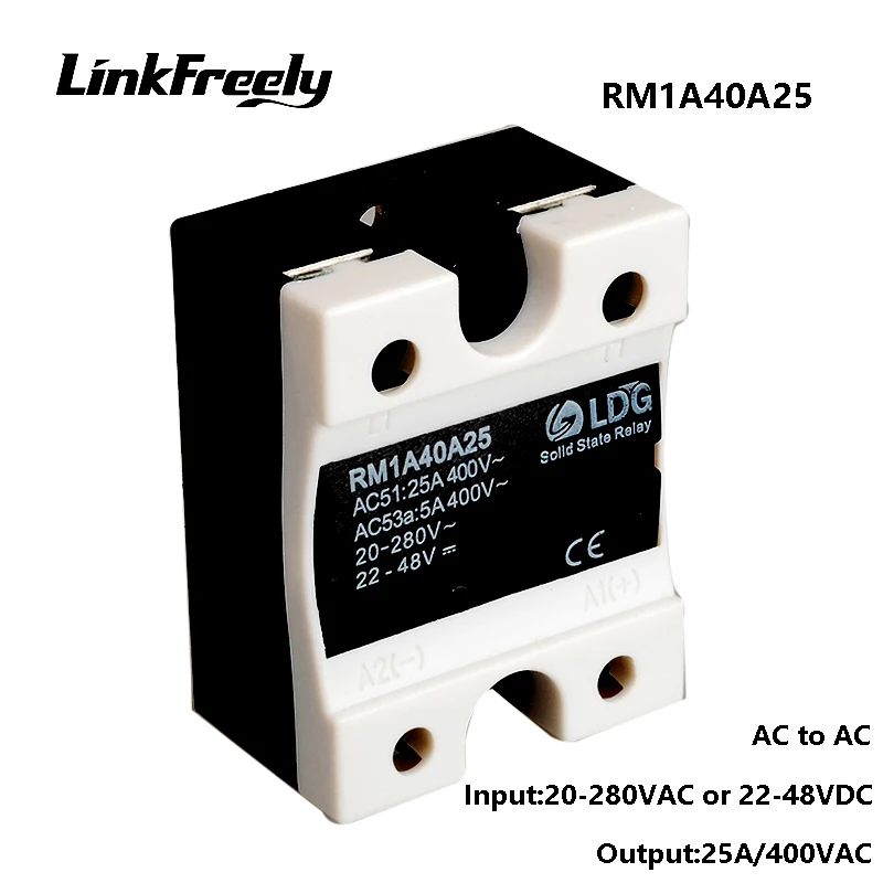 

RM1A40A25 5pcs Soft Starting AC AC Solid State Relay 25A,Output:42-440VAC Input: 20-280VAC/22-48V DC,PLC SSR Relay Board Switch
