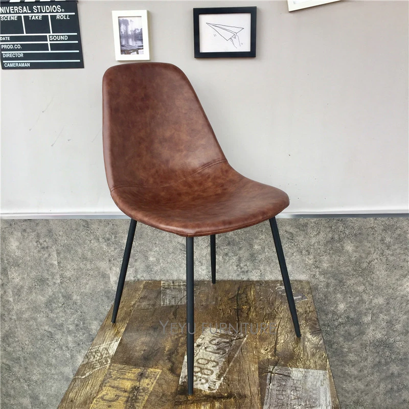 Design Moderno e minimalista Almofada De Couro do PLUTÔNIO Cadeira de Perna de Metal Cadeira de Jantar Café loft Móveis Populares Lazer Moda Cadeira de reunião