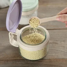 2 шт. пшеничного стебля стеклянная приправа банка приправа коробка для хранения кухня приправа Бутылка соль бак два сборки ложка база