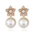 Moda da Cor do Ouro Da Flor Da Estrela Elegante Beleza Rodada Branco Pérola Brincos Mulheres Jóias Brincos de Noivado
