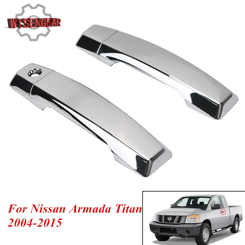 WISENGEAR Chrome 2 Door Handle Cover for Nissan Armada Titan 2004 2015