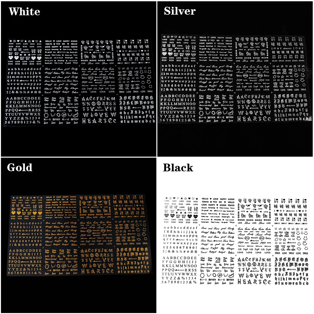 12 листов любовный текст английские буквы цифры переводные наклейки для ногтей, переводная картинка украшение для маникюра клейкие наконечники аксессуары