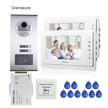 

Apartment 7" Color Video Door Phone Intercom System 2 White Monitor + Waterproof RFID Access Door Camera 2 Buttons FREE SHIPPING