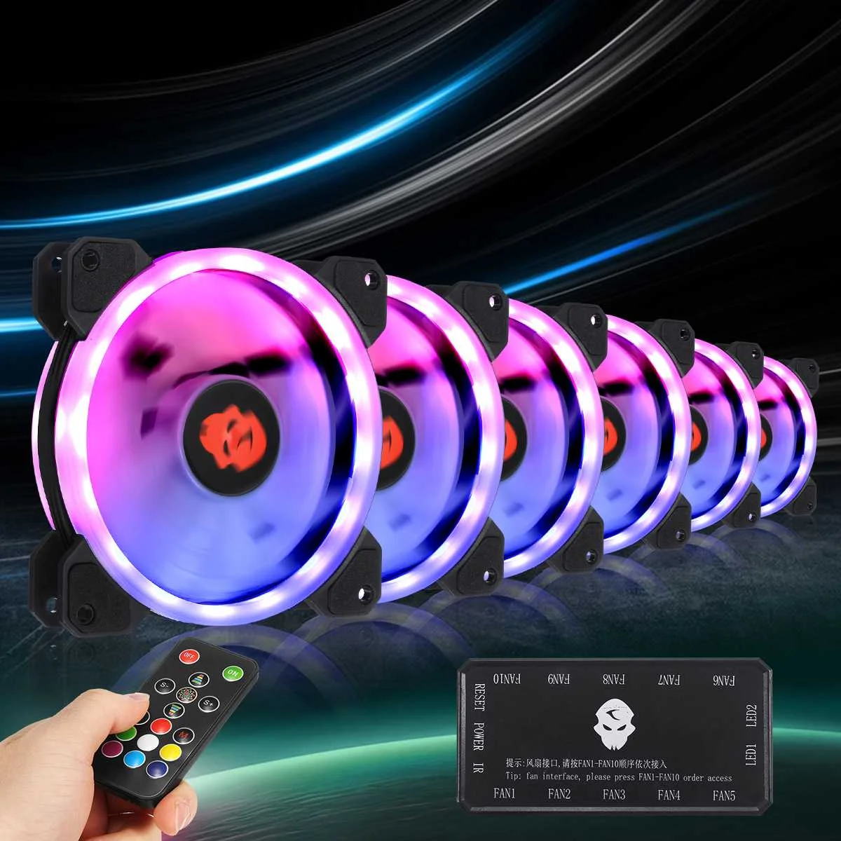 Несколько 1/3/6 шт. RGB настроить светодиодный 120 мм компьютерный кулер вентилятор охлаждения для ПК для Процессор+ ИК-пульт дистанционного управления Управление+ цветная(RGB) Оперативная память охлаждения основа радиатора