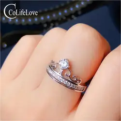 Ювелирные изделия colife 925 серебро Moissanite кольцо для молодой девушки 0.3ct D Цвет VVS класс Moissanite Корона кольцо подарок на день рождения для девочки