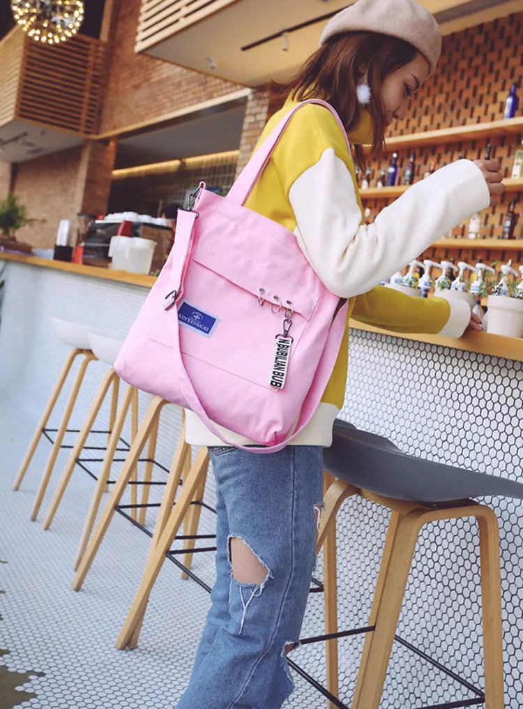 Girls Canvas Crossbody Tote Accessory Reusable Eco Friendly Shopping Bags Medium Fashion Painted Multi Use Chic Metal Zipper Bag (8)
