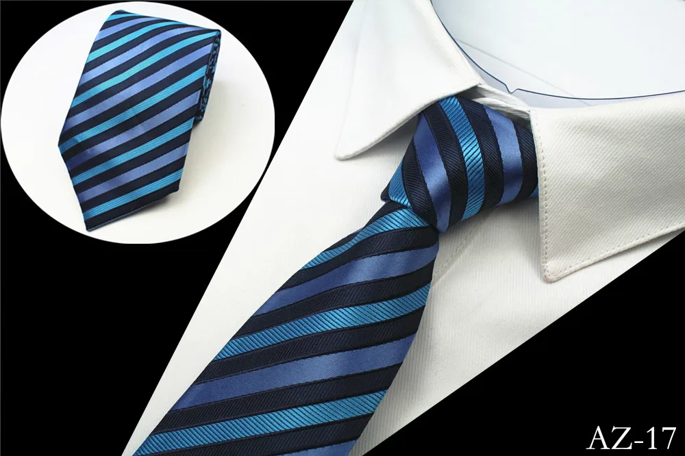 Ricnais 8cm 100% Jacquard Woven Silk Tie For Men Striped Neckties For Wedding Business Party Factory Sale