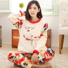 Новинка, зимняя теплая фланелевая Женская пижама, набор, мультяшная Коралловая флисовая Пижама, мужская пижама, Mujer, Дамская Повседневная Домашняя камуфляжная одежда, 3XL