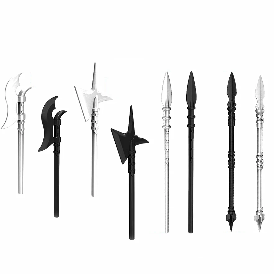 

10pcs/lot Medieval Castle Knight Weapons Helmet Armor Shield Halberd Hammer Axe Swords Building Blocks Kids Compatible LegoING