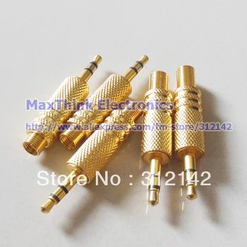 

Free shipping 1/8" 3.5mm Stereo Audio Plug Gold Plated with Spring for Headphone Cable DIY ,50Qty