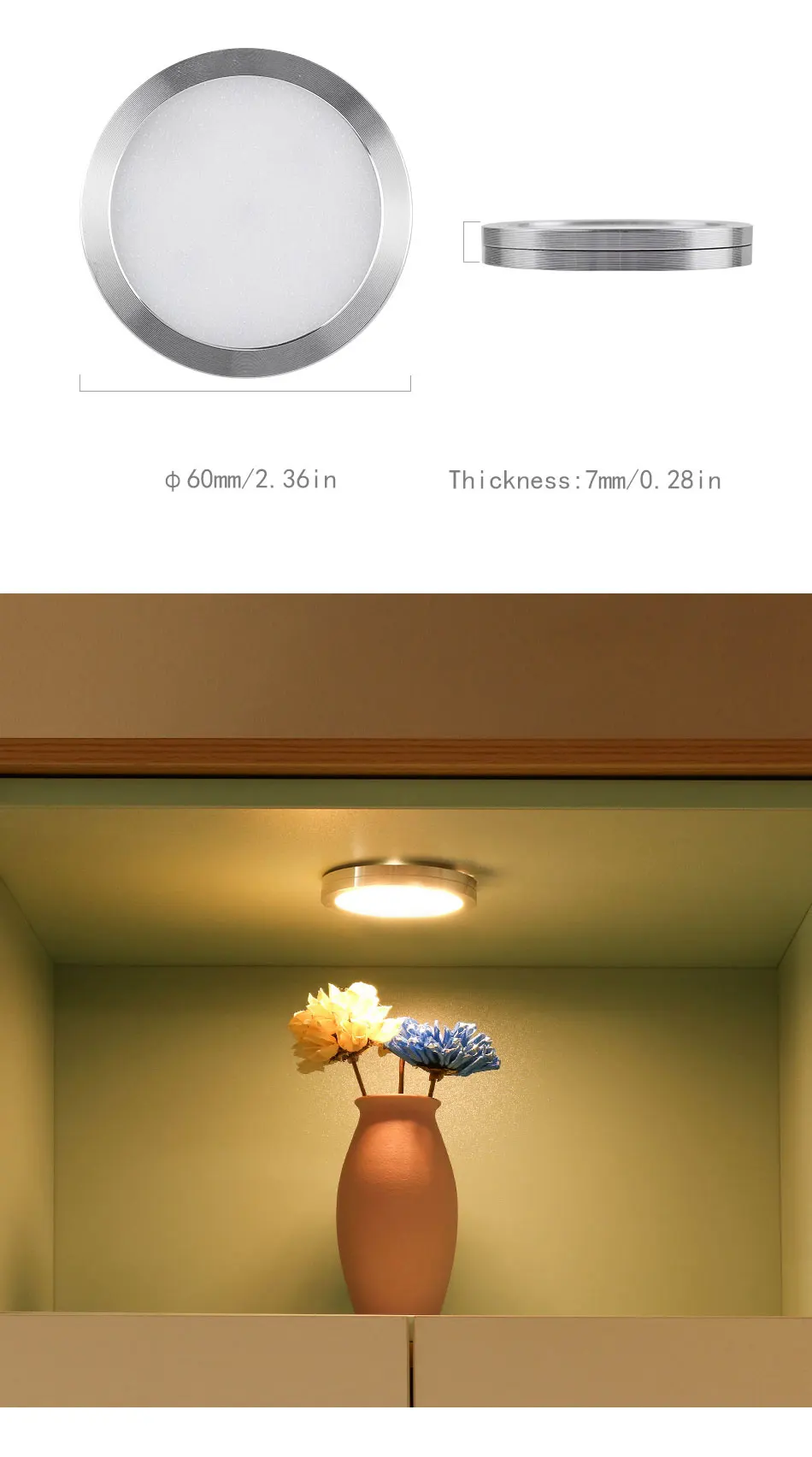 2.5W LED Cabinet Lights 6Pcs Under Counter Shelf Furniture Lighting Kitchen Cupboard Soft Light Illuminate Showcase Exhibition (2)