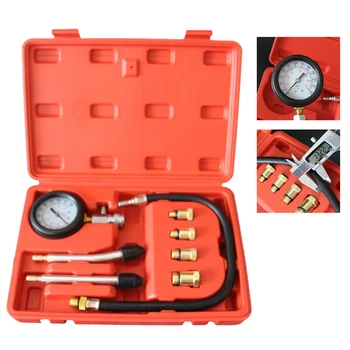 

Pressure Compression Tester 9pcs Petrol Gas Engine Cylinder Compressor Gauge Meter Test Leakage Diagnostic Tool