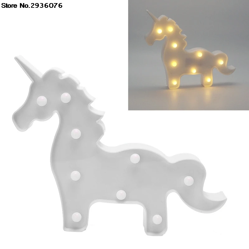 

3D Marquee White Unicorn Lamp With 9 LED Battery Operated Night Light Lamps