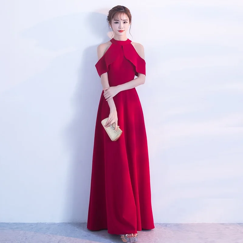 

2019 New Elegant Long Dresses Ruffles Sexy Off Shoulder Women Halter Dresses Evening party female sexy maxi Dress Vestidos festa