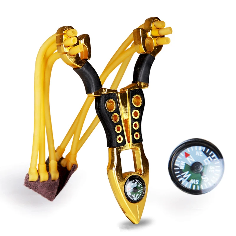 

Outdoor Powerful Catapult Metal Rubber Band Toy Sling Shot Sports Games Slingshot Aluminium Catapult Hunting Games Bows