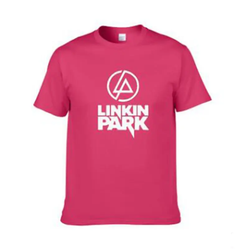 Модные футболки с буквенным принтом, футболка Linkin Park Band, женская и мужская летняя и осенняя футболка, футболки - Цвет: Розовый