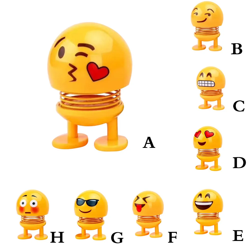 

8PCS Creative Car Decoration Jewelry Spring Shaking Head Doll Expression Pack Bobble Dancer Toy Car Decoration gift 5.4