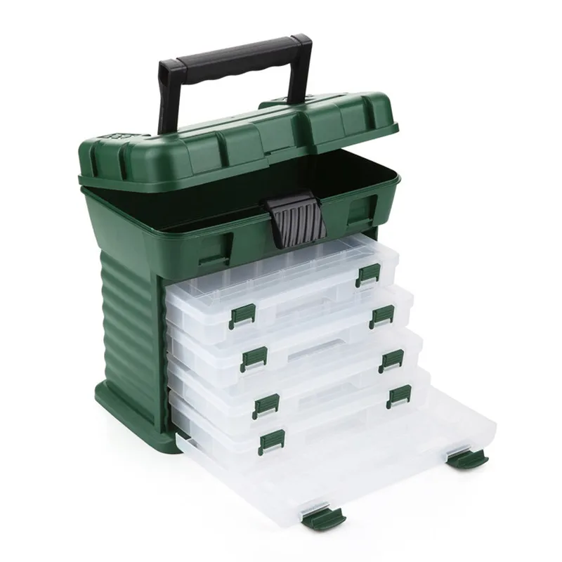 

4 Layer Fishing Storage Box movable Lure Bait Hooks Tackle Tool Container with Handle Plastic Case Organizer Portable Outdoor