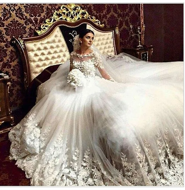 2017 nueva robe de mariage antiguo vestido de novia de manga larga
