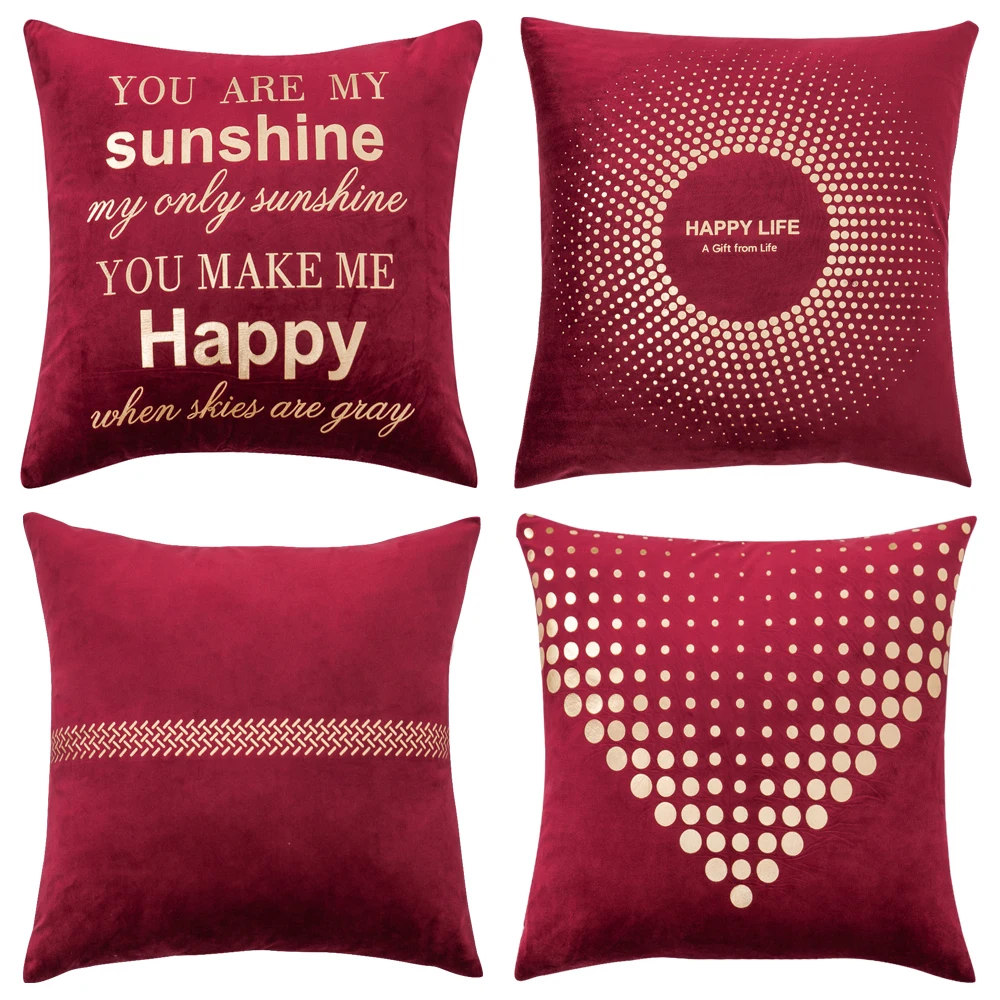 

Pack of 4 Decorative Velvet Pillow Covers Soft Square Throw Pillow Covers Solid Cushion Covers Pillow Cases for Sofa Bedroom