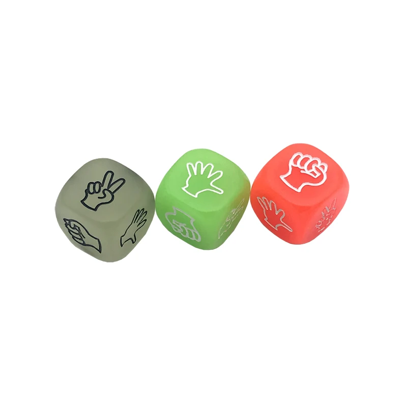 

20mm Fluorescent Rock Paper Scissors Finger-guessing Hexahedron Glowing Dice Set Funny Night Club Party Gambling Toy Board Games