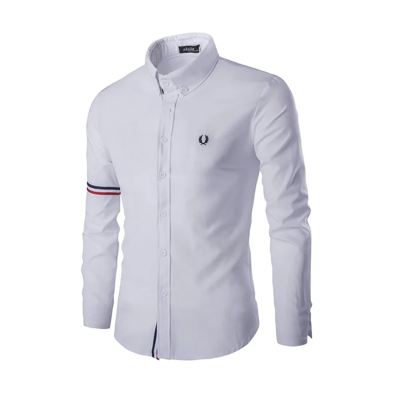 2016 Модные Мужские Slim Fit Рубашки Дышащий Мягкого Хлопка Camisas Социальной Masculina Осень