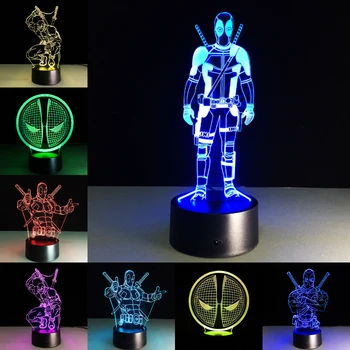 

Marvel Deadpool 3D Light LED 7 Colors Change Toy USB Cable Touch Switch Table Decor Christmas Gifts for Father Boy Kids Hobbies