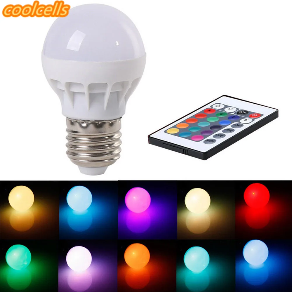 Светодиодная RGB лампа 3 Вт E27 с ИК пультом ДУ 85 265 в|Светодиодные лампы и трубки| |