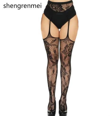 Shengrenmei женские колготки открытые большие размеры пикантные чулки черные