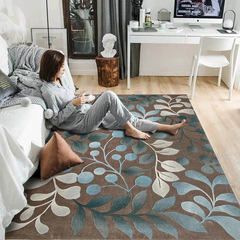 

Nordic style leaves larege carpet living room bedroom area rugs bed bedside parlor soft sofa kitchen door mat hallway customized