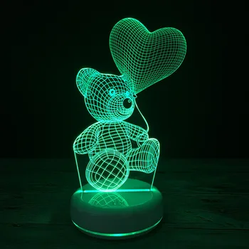 

Crystal LED Lamps 2018 Porcelain Base Cartoon Bear Style 3D Visual Light Creative Touch Switch Night Light USB LED Lamp