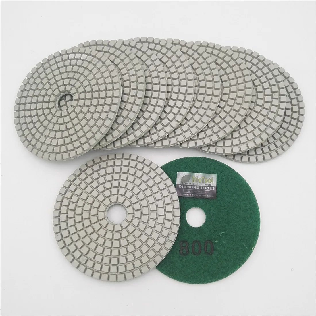 SHDIATOOL 10pcs 4/100mm Grit 800 Professional White Diamond Wet Polishing Pads Resin Bond Sanding Discs Stone Polishing Disc shdiatool 5sets dia 100mm 4in 3 steps diamond polishing pads resin bond flexible sanding discs wet polishing for stone marble