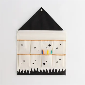 

8/16/24 Pockets Calendar Storage Bag Alphanumeric Wall Hanging Bags Canvas Sack INS Nordic Kids Room Decorations Organizer Pouch