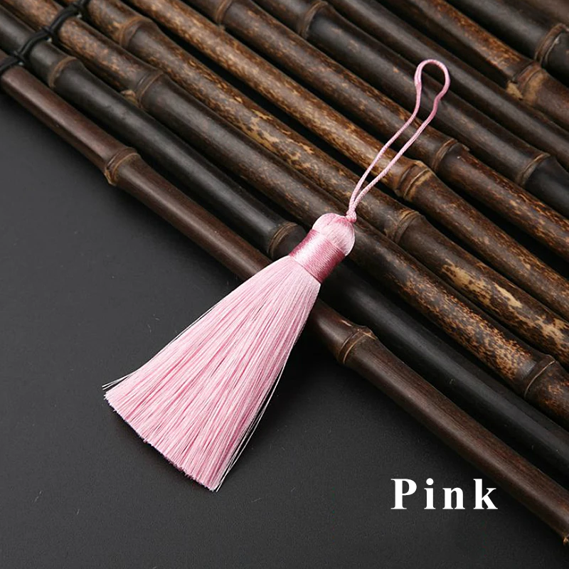 8 см длинная разноцветная хлопковая шелковая кисточка для сережек, Очаровательная подвеска, сатиновые кисточки, сделай сам, изготовление ювелирных изделий на заказ - Цвет: Pink