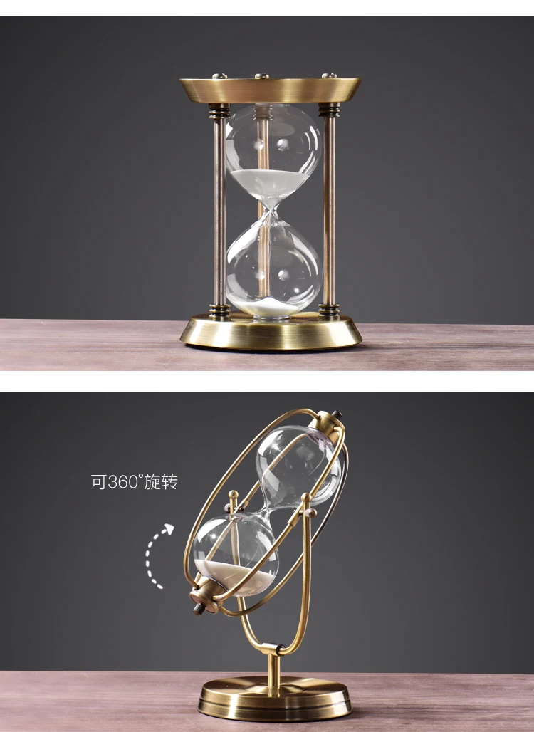 Креативные короткие металлические стеклянные часы для рабочего стола, винтажные песочные часы, маленькие украшения, аксессуары для дня рождения, художественные подарки