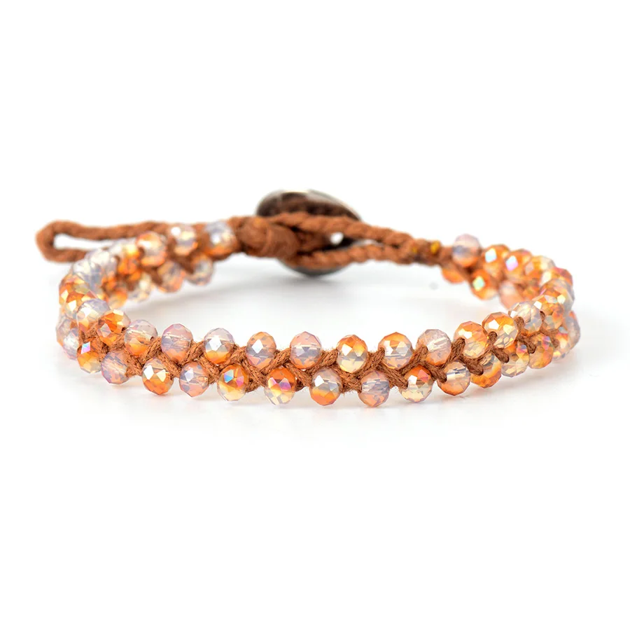 

New Excellent Femme Natural Stones Crystal Beads Bracelets Cord Wrap Stainless Steel Buckle Unisex Bracelet Gifts, Drop Shipping