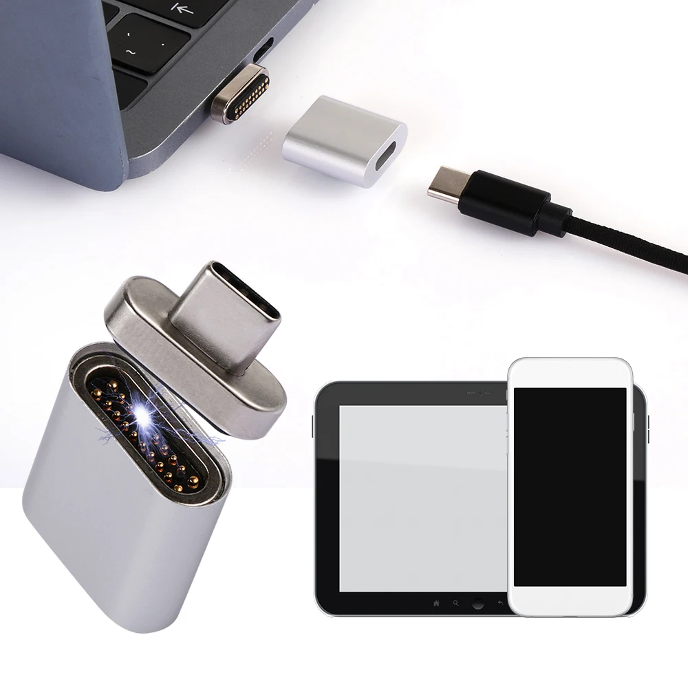 Магнитный USB C адаптер 1 шт. 20 контактов разъем типа PD 100 Вт быстрая зарядка для MacBook