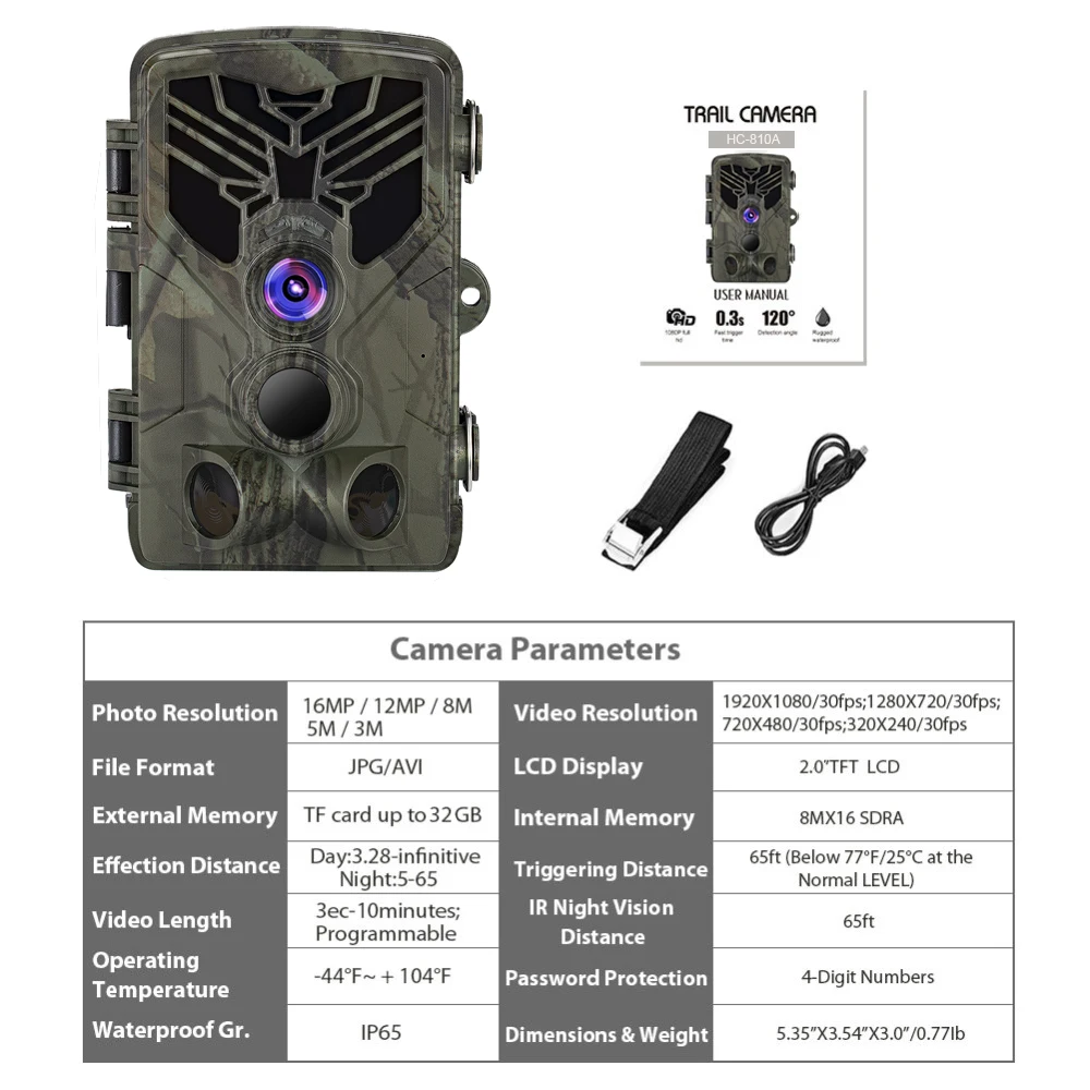 Камеры дикой природы охотничья камера наблюдения HC810A инфракрасное ночное видение 16MP 1080 P фото Ловушки камеры для дикой природы слежения