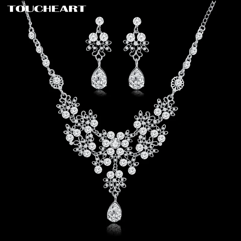 

TOUCHEART Fashion Crystal Jewelry Sets Wedding Accessories Bridal Bracelets Necklaces Earring Jewellery For Women Girl SET170011