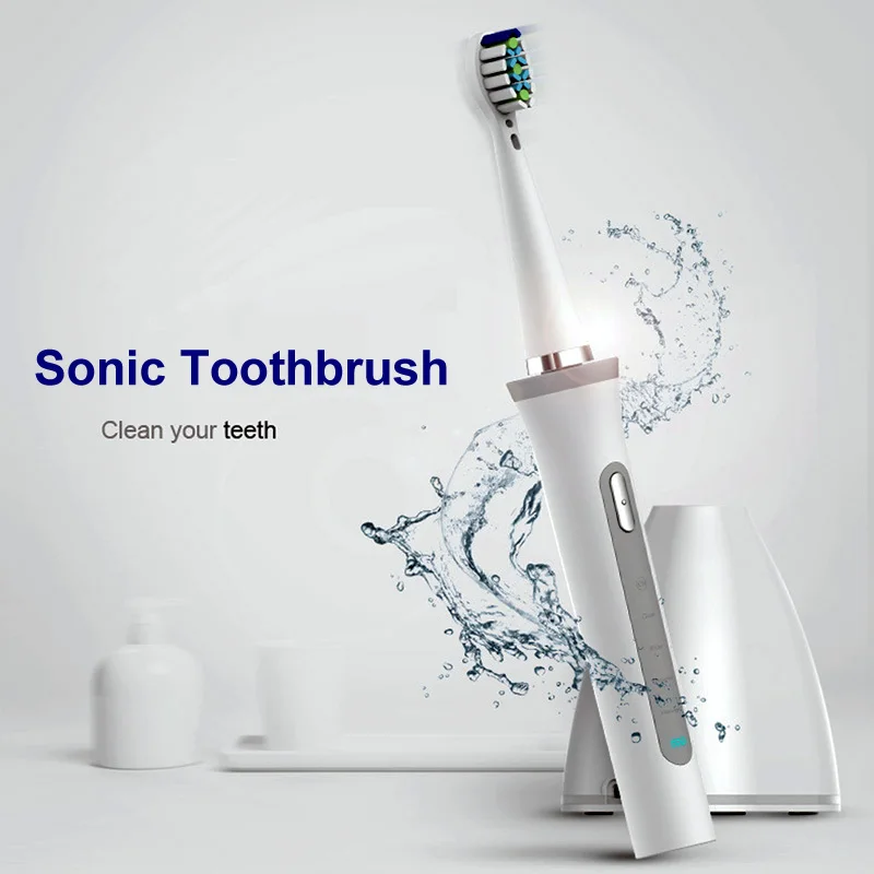 

Sonic Electric Toothbrush adult Smart Timer wireless charge Rechargeable tooth brush IPX7 Waterproof with 2pcs Replacement heads