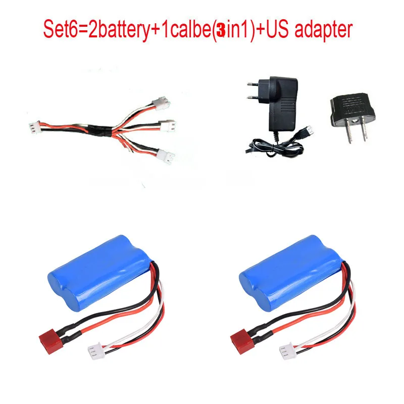 Lamsam 7.4V 3000MAH lipo Battery for JJRC Q46 Wltoys 10428 /12428/12423 RC Car Spare Parts Accessories - Цвет: set6 us 2Battery