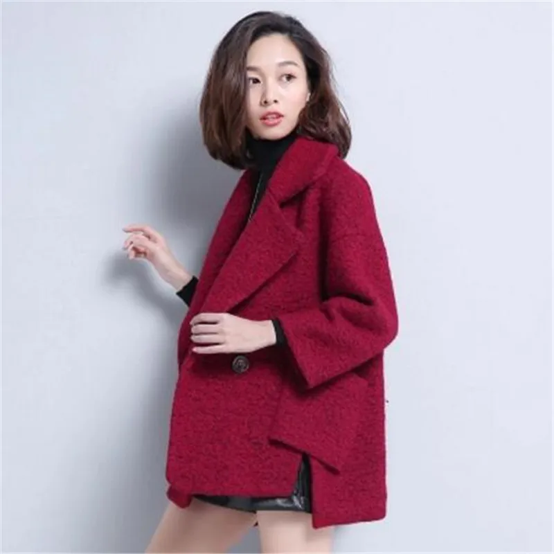 Новое шерстяное пальто женское короткое свободное зимнее пальто с рукавом в девять точек шерстяная куртка Корейская версия женские студенческие Топы 1315