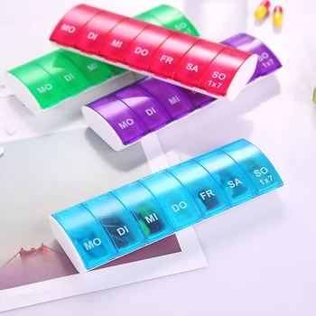 

1Pcs 7 Day Mini Weekly Stash Box Compartment Pill Box Safe Storage Case Color Random Color Free Shipping MD99