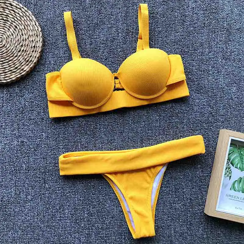 

Bikini 2019 Mujer New Solid Women's Swimsuit Swimming Suit For Women Swimsuits Sexy Bikinis Push Up Swimwear Women Bathing Suit