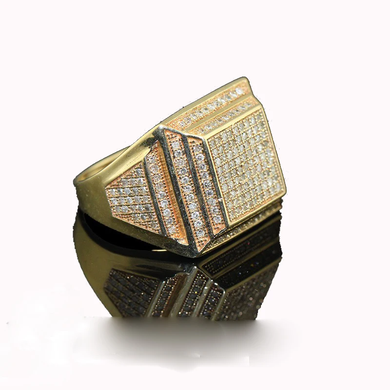 

2016 high quality AAA+ Cubic Zirconia hip hop bling micro pave cz silver mens engagement ring