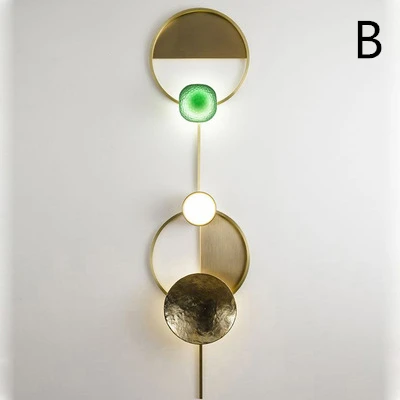 Скандинавский дизайнерский светодиодный Роскошный Бронзовый настенный светильник, высококачественный медный настенный светильник для отеля, художественное украшение, прикроватный настенный светильник для спальни - Цвет абажура: Bronze-B type