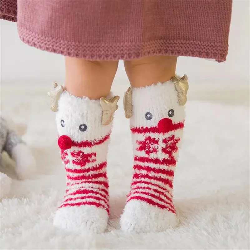 

2019 New Brand Christmas Stocks Girls Boys Children Woolen Socks Kids Warm Ankle Thicken Cute Funny Socks Kids Gift Sock